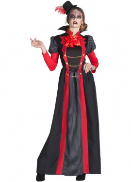 Fato de vampiro vitoriano vermelho