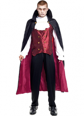 Fato clássica de vampiro com capa longa para homens