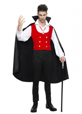 Vampire costume with cape for men