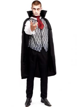 Fato de vampiro preto para homem