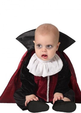 Fato de vampiro preto e vermelho para bebês e crianças