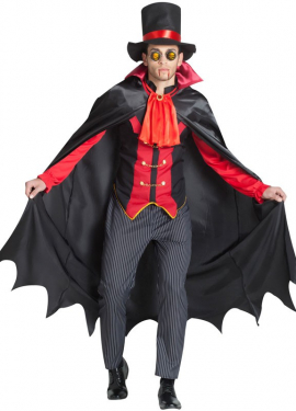 Fato de vampiro vitoriano vermelho para homem