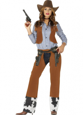 Fato de vaqueira com colete para mulher