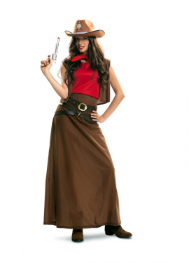 Cowgirl costume with brown skirt for women