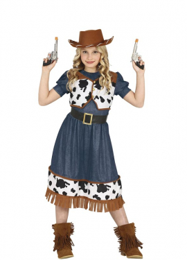 Fato de vaqueira com vestido estampado para menina