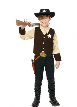 Brown Cowboy Sheriff Costume for Boys
