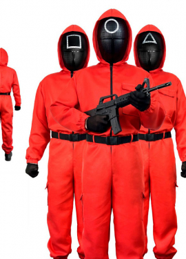 Fato de vigilante cúmplice vermelho para adultos