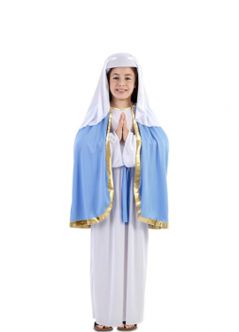 Fato de Virgem Maria com capa para menina