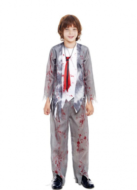 Gray Schoolboy Zombie Costume for Boys