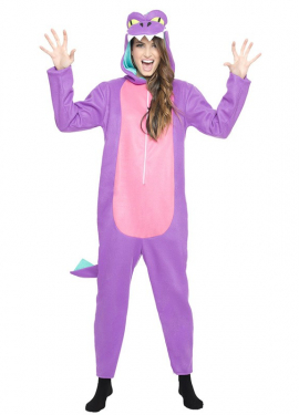Fato de dinossauro lilás para mulher