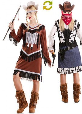 Fato duplo indiano e vaqueira para mulher