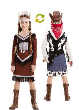 Double Indian and Cowgirl Costume for Girls