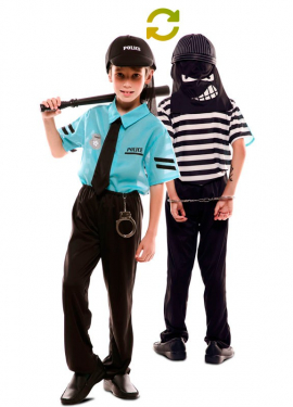 Fato de polícia e ladrão duplo para crianças