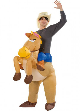 Traje inflável de cowboy, cavalo para adultos