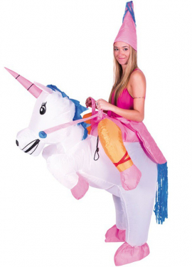 Fato inflável Unicórnio de equitação para adultos