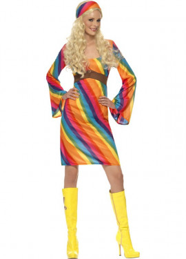 Rainbow Hippy Costume for Women