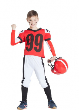 Red and White Rugby Player Costume for Boys