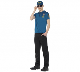 Fato ou kit policial para homens: camiseta, boné e óculos
