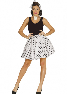 Traje ou kit de pin up branco dos anos 50 para mulheres: saia e laço