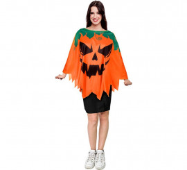 Fantasia ou Poncho Abóbora Laranja Escuro Adulto 75 cm