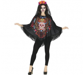 Fato ou poncho do Dia dos Mortos para mulher