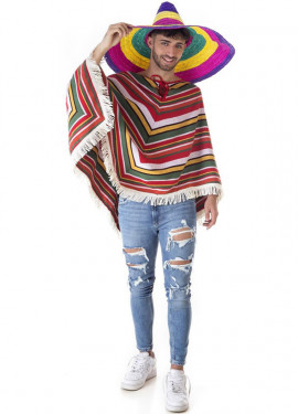 Mexican Costume or Poncho with Large Sombrero for adults