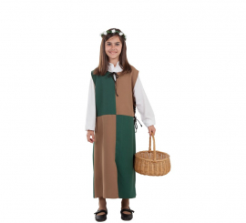 Medieval Brown and Green Costume or Tunic for Girl