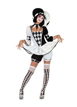 Fato de Bobo da corte preto e branco para mulher