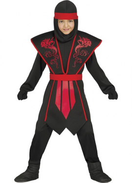 Black and Red Shadow Ninja Costume for Children
