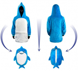 Sandy Blue Shark Plush Sweatshirt Costume for Children