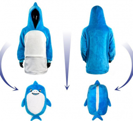 Sandy Shark Plush Sweatshirt Costume for Adults