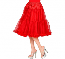 Saia de tule vermelha dos anos 70 de 65 cm para mulheres