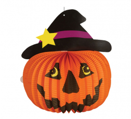 28cm Witch Hat Pumpkin Paper Lantern
