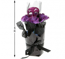 Flor com caveira preta e roxa 20 cm