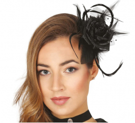 Flor de cabelo preto com grampo