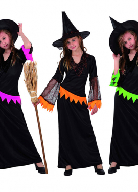 Witch costume with cobwebs for girl 10-12 years