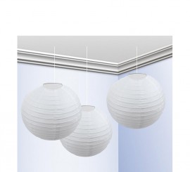 Bag of 3 25 cm white lanterns