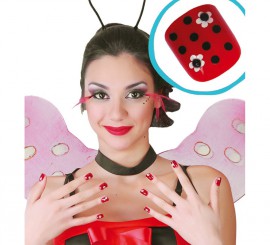 Box of 24 Ladybug nails with glue