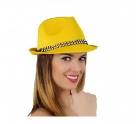 Chapéu Ganster amarelo com faixa brilhante