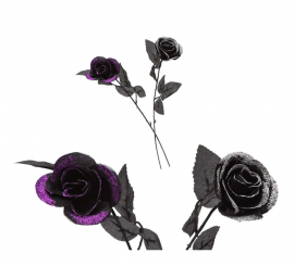 40cm Black Glitter Rose 2 Assorted Colors