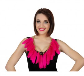 Colar com penas cor de rosa