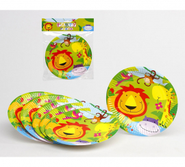 Bag of 6 Jungle Plates of 23 cm diameter