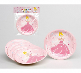 Bag of 6 Princess Plates of 23 cm diameter