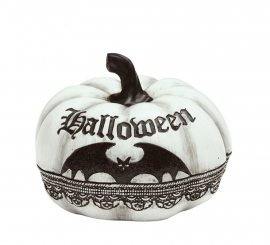 Abóbora de Halloween branca com bastão 12x15 cm