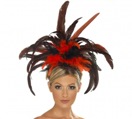 Black and Red Feather Burlesque Headband