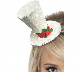 Mini Silver Top Hat for Christmas