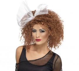 Peruca pop encaracolado selvagem com laço para mulheres