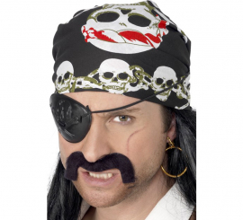 Bandana de pirata com caveiras vermelhas e verdes