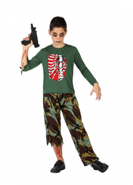 Fato de zumbi militar para criança