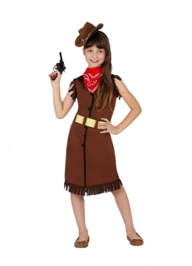 Fato de vaqueira marrom para menina